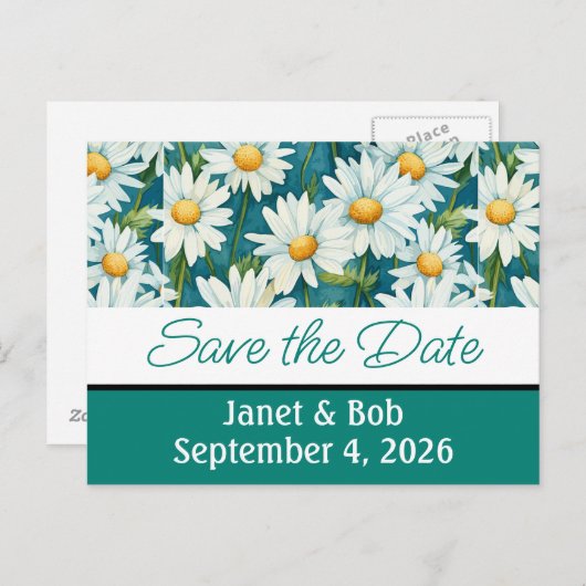  De datum opslaan briefkaart blauwgroen (Voorkant / Achterkant)