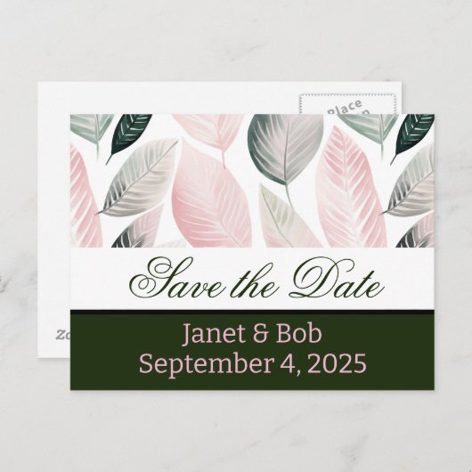  De datum opslaan briefkaart roze (Voorkant / Achterkant)