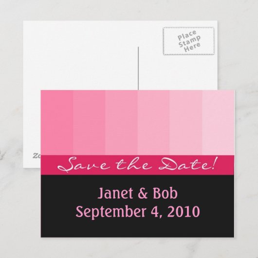 De datum opslaan briefkaart roze (Voorkant / Achterkant)