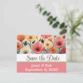  De datum opslaan briefkaart roze (Staand voorkant)