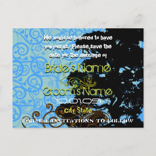 De datum opslaan - de boomcirkels aankondigingskaart (Achterkant)