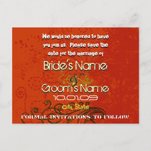 De datum opslaan - de boomcirkels aankondigingskaart (Achterkant)