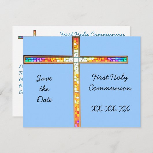 De datum opslaan - Eerste Heilige Communie (jongen Save The Date (Voorkant / Achterkant)