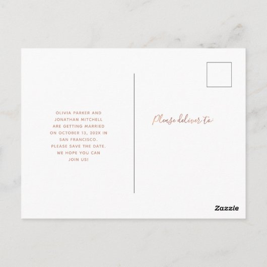 De datum opslaan | Faux Roos Gold Vier Photo Colla Briefkaart (Achterkant)