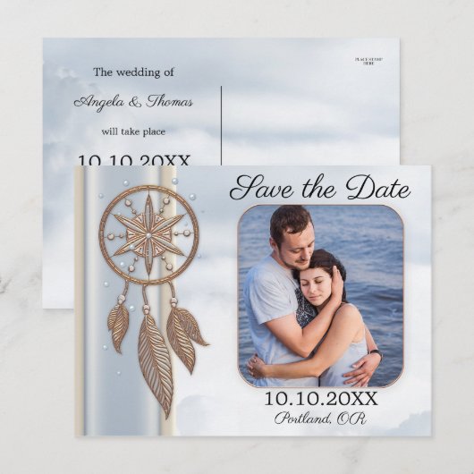 De datum opslaan Foto Dreamcatcher Briefkaart (Voorkant / Achterkant)