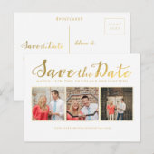 De datum opslaan Gold Script Typografie Fotokaarte Aankondigingskaart (Voorkant / Achterkant)