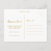 De datum opslaan Gold Script Typografie Fotokaarte Aankondigingskaart (Achterkant)