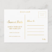 De datum opslaan Gold Script Typografie Fotokaarte Aankondigingskaart (Achterkant)