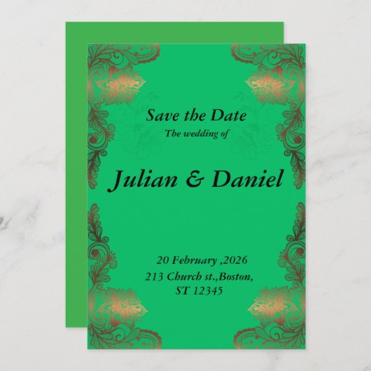 De datum opslaan kaart (Voorkant / Achterkant)