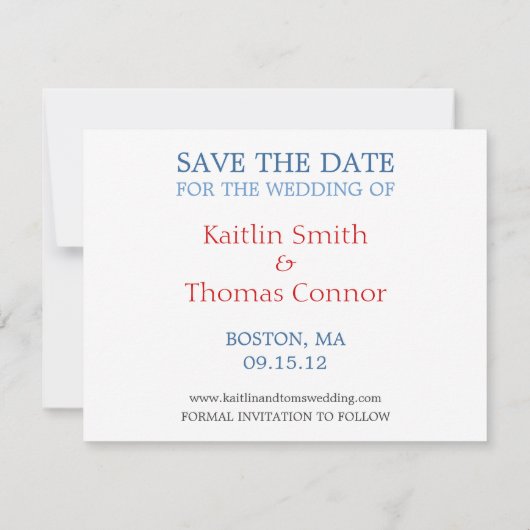 De datum opslaan -  - Massachusetts Save The Date (Achterkant)