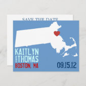 De datum opslaan -  - Massachusetts Save The Date (Voorkant / Achterkant)