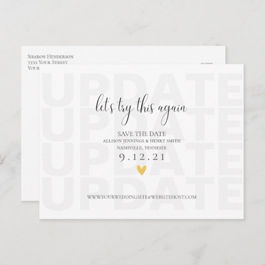 De datum opslaan op de datum bijwerken aankondigingskaart (Voorkant / Achterkant)