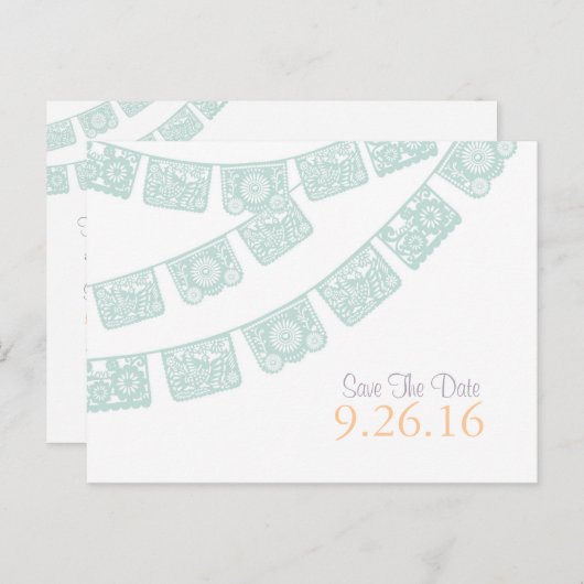 De datum opslaan Papel Picado Briefkaart (Voorkant / Achterkant)