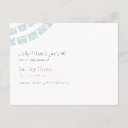 De datum opslaan Papel Picado Briefkaart (Achterkant)