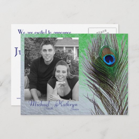 De datum opslaan - Peacock Aankondigingskaart (Voorkant / Achterkant)