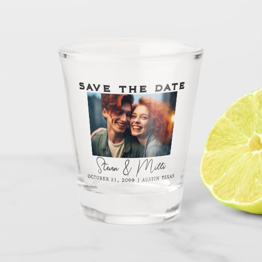 De datum opslaan shot glas (Voorkant)