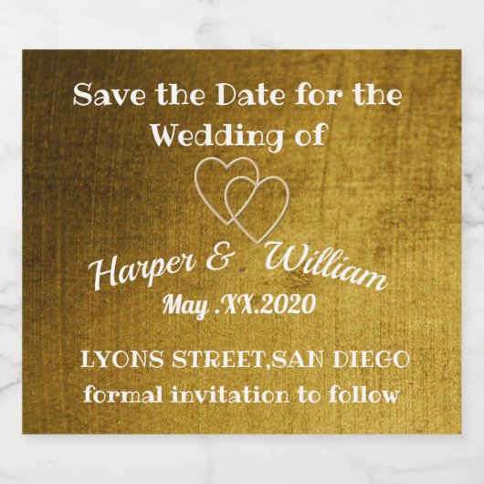 De datum opslaan sparkling wijnetiket (Enkel label)