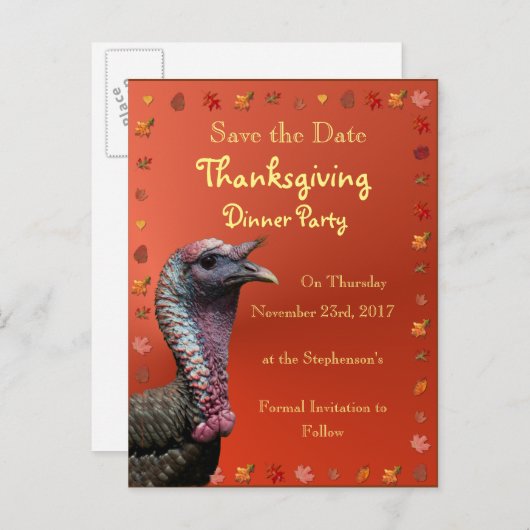 De datum opslaan Thanksgiving Briefkaart (Voorkant / Achterkant)