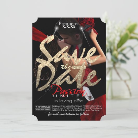 De datum opslaan Ticket Save The Date (Staand voorkant)