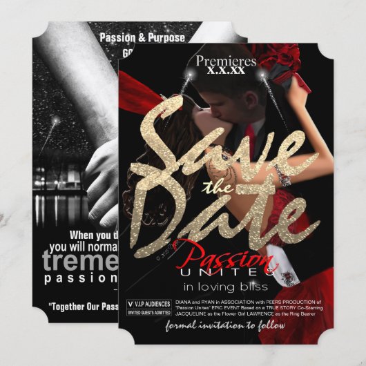 De datum opslaan Ticket Save The Date (Voorkant / Achterkant)