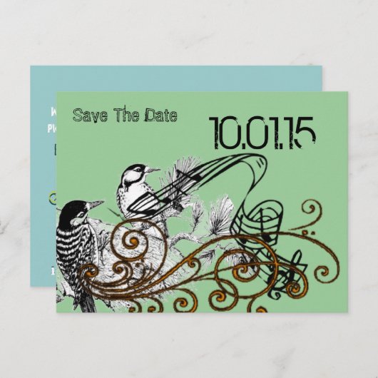 De datum opslaan - Tortelduifjes Aankondigingskaart (Voorkant / Achterkant)