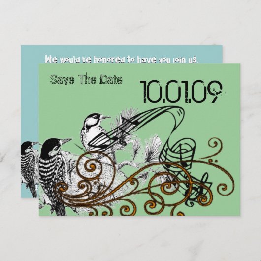 De datum opslaan - Tortelduifjes Aankondigingskaart (Voorkant / Achterkant)