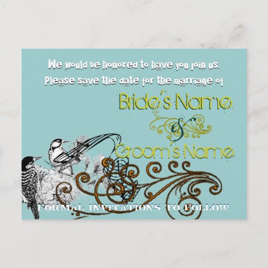 De datum opslaan - Tortelduifjes Aankondigingskaart (Achterkant)