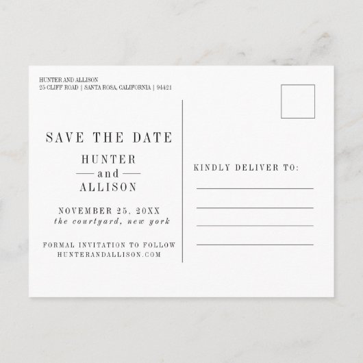 De datum opslaan uitnodiging briefkaart (Achterkant)