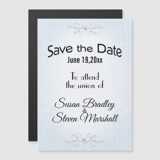 De datum opslaan: Vertraagd blauw Magnetische Uitnodiging (Voorkant / Achterkant)