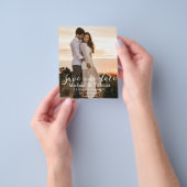 de datum opslaan witte handgeschreven huwelijksfot flyer (Hand)