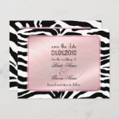 De datum opslaan, zebra + monogram aankondigingskaart (Voorkant / Achterkant)