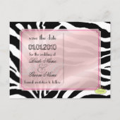 De datum opslaan, zebra + monogram aankondigingskaart (Achterkant)