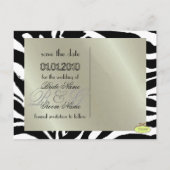 De datum opslaan, zebra + monogram aankondigingskaart (Achterkant)