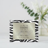 De datum opslaan, zebra + monogram aankondigingskaart (Staand voorkant)