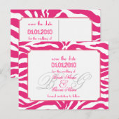 De datum opslaan, zebra + monogram aankondigingskaart (Voorkant / Achterkant)