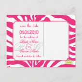 De datum opslaan, zebra + monogram aankondigingskaart (Achterkant)