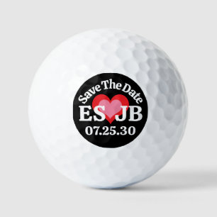 DE DATUM OPZIJN Rode Roze Hart MONOGRAM Zwart Acht Golfballen