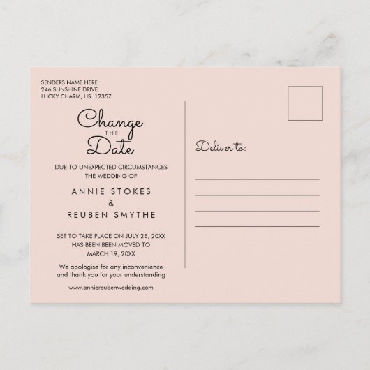 De datum Roos Gold Glitter Photo wijzigen Briefkaart (Achterkant)