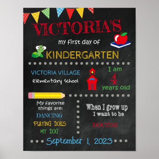 De datum van de eerste dag van mijn schoolnaam poster (Voorkant)