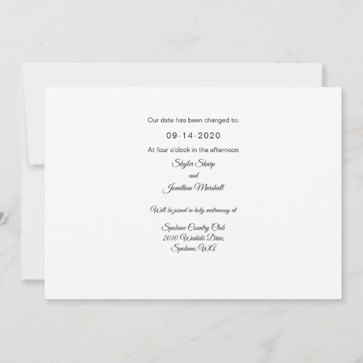 De datum van de fotokaart minimaal wijzigen save the date (Achterkant)