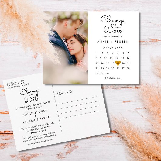 De datum van de goudliefdesfoto wijzigen briefkaart