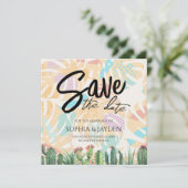 De datum van de tropische palmwoestijn van Cactus Save The Date (Staand voorkant)