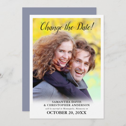 De datum van de verticale fotobruiloft gewijzigd kaart (Voorkant / Achterkant)