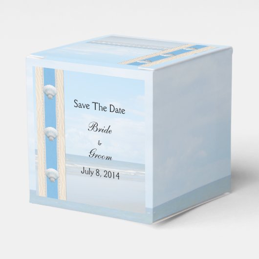 De datum van het strand van Seashell sparen Bedankdoosjes (Voorkant Zijde)