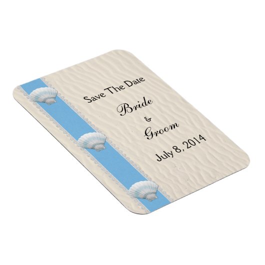 De datum van het strand van Seashell sparen Magneet (Rechterzijde)