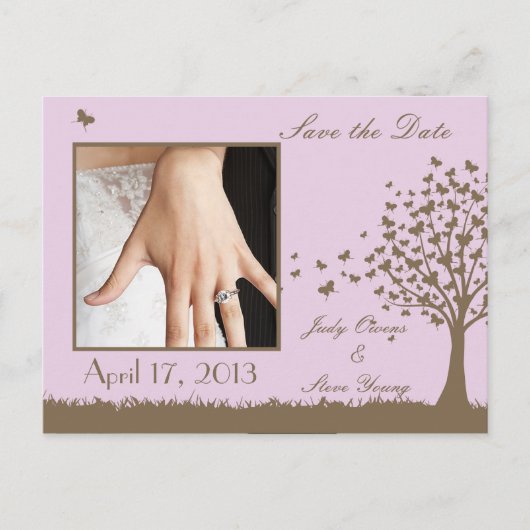 De datum-vlinderboomaankondiging opslaan aankondigingskaart (Voorkant)