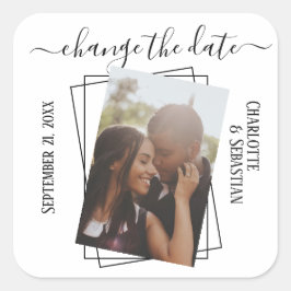 De datum waarop de foto van Typografie wordt geüpd Vierkante Sticker