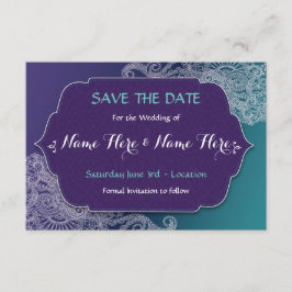 De datum waarop Henna Style Jewel Wedding uitnodig Save The Date
