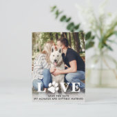 De datum waarop het hondenweddenschap wordt opgesl aankondigingskaart (Staand voorkant)