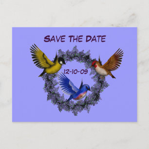 De datum waarop vogels op het bloeiende Briefkaart